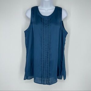Etcetera Blue Teal Pin Tuck Details Crew Neck Tank New with tags Sleeveless